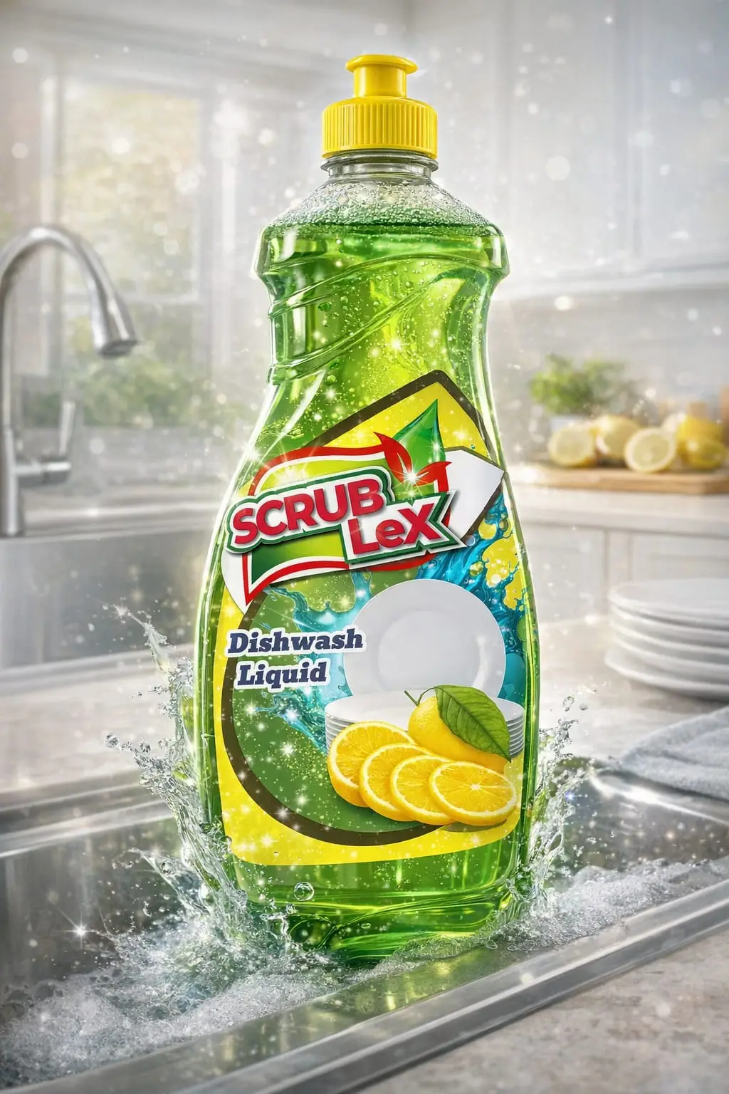 Scrublex Lime Liquid DishWasher size 500ml – Powerful Grease Cutter Dishwashing Liquid