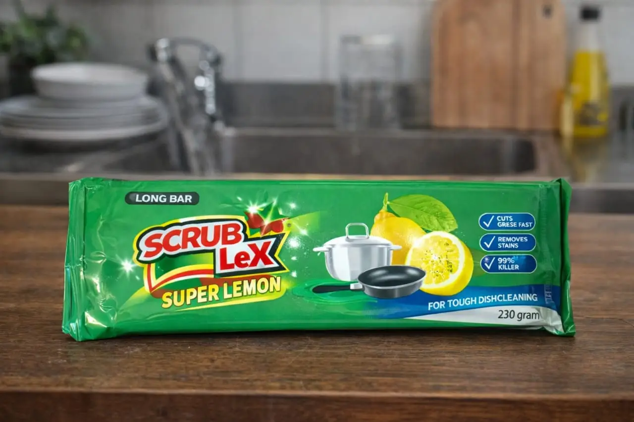 Dish Wash Soap – Scrub Lex Super Lemon 230g Long Bar | Powerful Grease Remover in Pakistan