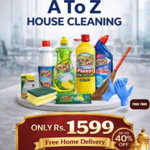 Scrublex A to Z House Cleaning Bundle – 7 in 1 Complete Home Cleaning Kit in Pakistan 2026 (Rs.1599 Deal)