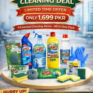 Scrublex All-in-One Cleaning Bundle Pack – 9 Essential Home Cleaning Products Deal in Pakistan (30% OFF)